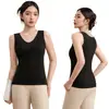 Chaleco térmico de lana y plumón de ganso para mujer, capa interior engrosada, tejido térmico que genera calor, chaleco de parche para otoño e invierno, ropa interior de capa base con forro polar