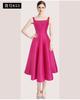 Francês Hepburn estilo nicho elegante retro sling grande bainha vestido drapeado pettiskirt vestido