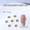 Luxo Leve Brilhante Trevo de Quatro Folhas da Sorte Cobre Incrustado Zircônio Branco Cor Zircônio Joias Pequenas para Manicure Decoração Estéreo para Unhas