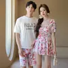 Traje de Baño de Pareja Dropshipping Estampado de Moda Elegante Adelgazante Cubre Vientre Estilo Falda Traje de Baño de una Pieza para Mujer Pantalones Cortos de Playa para Hombre