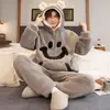 Pijama Espeso Cálido de Coral Fleece para Hombre Otoño/Invierno, Cárdigan con Capucha para Adolescente Ropa de Casa, Manga Larga Cuello Alto
