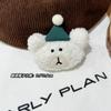 Gorro de Conejo de Peluche de Dibujos Animados con Orejas de Cuadros Oso Muñeca Broche de Muñeca Accesorios para Bufanda y Cabeza Accesorios