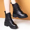 Botas Martin nuevas de suela gruesa para mujer de comercio exterior transfronterizo, botines cortos de cuero suave de tacón medio para otoño e invierno, botas de nieve de felpa con suela gruesa