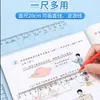 Set de Reglas para Estudiantes de Primaria Set de Cuatro Piezas Regla Transparente de 20 cm Set de Transportador Herramientas de Enseñanza de Matemáticas Primer Grado Segundo Volumen