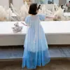 Vestido de Verano para Niña Vestido de Princesa Elsa Nuevo Estilo de Verano para Niña Vestido de Malla de Frozen Elsa a la Moda para Niña