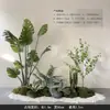 Plantas Verdes Simuladas com Toque de Luxo, Combinação de Paisagismo com Plantas Artificiais, Conjunto Completo de Decorações para Janelas Internas, Design Criativo Biomimético Estilo Wabi-Sabi