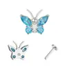 Pendientes de Mariposa Marquise de Piedra Táctil de Aleación de Titanio F136 con Circonita 5A, Tachuelas para Labios, Tachuelas para Cartílago Auricular, Joyería para Piercings Corporales al por Mayor
