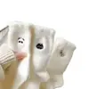 Calcetines de Peluche de Visón de Dibujos Animados Lindos para Mujer, Calcetines Blancos de Media Pantorrilla para Otoño e Invierno, Engrosados y Forrados de Polar para Calidez, Adecuados para Dormir en Casa y Postparto