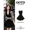 Vestido branco tomara-que-caia com cintura marcada, suave e requintado para o verão, um lindo vestido curto para mulheres baixinhas, look de verão estilo coreano