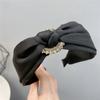 B263-1 Nuevo Estilo Coreano Simple Elegante Disco con Incrustaciones de Diamantes Flor Lazo Medio Torcido Diadema de Ala Ancha para Mujer