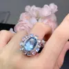 Venda Ao Vivo Tendência Influenciador Novo Conjunto de Topázio Natural Anel Aberto Oval Full Diamond Elegante Colar Pingente Feminino