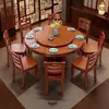 Conjunto de Mesa e Cadeiras de Jantar em Madeira Maciça para Casa Mesa Redonda Grande Redonda para Casa Restaurante 2 metros Mesa de Jantar Grande com Mesa Giratória Mesa de Jantar