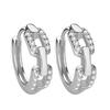 Creative Square Double Ring Buckle Diamante Orelha Brincos Novo Estilo Personalizado Internet Celebrity Double Square Buckle Conectando Orelha Brincos Brincos Brincos