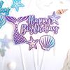 4 Piezas Nuevo Estilo Ins Feliz Cumpleaños Sirena Decoración de Pastel de Papel Inserciones Concha Estrella de Mar Cola de Pez Pastel