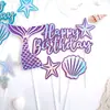 Nuevo estilo ins Feliz Cumpleaños sirena papel pastel decoración plug-in Concha estrella de mar cola de pez pastel decoración