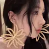 Oye Aretes de Flor de Paja Estilo Tao Yi Mengling para Mujer Estilo Bohemio Vacacional Joyería de Oreja Exagerada