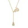 Collar con Borla de Calabaza de Plata de Ley S925 para Mujer Moda Versátil Collar de Calabaza de Nácar Blanco Cadena para Clavícula de Celebridad de Internet Gama Alta