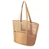 Bolsa de Playa Plegable de Malla Estilo Nuevo de Verano para Mujer, Bandolera Única, Bolsa de Almacenamiento Portátil para Viajes, Bolsa de Compras Transpirable para Exteriores