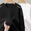 [Destacado] Camiseta de manga larga para hombre, adecuada para primavera y otoño, estilo casual, cuello redondo, corte holgado, transpirable, versátil y ligera, camiseta interior