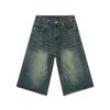 Nirben Mezclilla Verano perfil suelto lavado vintage desgastado cortos rectos Pantalones cortos de mezclilla moda hombre