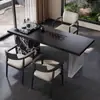 2025 Mesa de Chá Cinza Elegante Mesa de Chá para Sala de Estar Combinação de Mesa e Cadeiras Simples Mesa de Chá para Escritório Mesa de Café Integrada para Casa