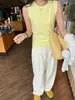 Camisola de algodón sin mangas color verde lima para mujer, ajuste ceñido de verano, top básico refrescante y adelgazante