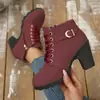 Botas de mujer de talla grande para comercio exterior europeo y americano, nuevo modelo de otoño 2026, botines de tacón alto con cremallera lateral y tacón grueso, botas de combate con cordones