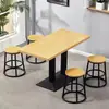 Juego de Mesa y Sillas Comerciales para Restaurante de Comida Rápida, Tienda de Té de Leche, Tienda de Snacks, Tienda de Fideos, Tienda de Barbacoa, Juego de Mesa y Sillas Redondas con Taburetes