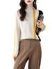 Suéter Estilo Coreano Roupa Feminina Outono e Inverno 2025 Novo Solto Gola Alta Listrado Estilo Retrô Suéter de Lã Top Feminino