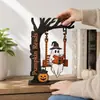 Decoración de Columpio Fantasma de Halloween Transfronterizo Estante de Libros Fantasma de Lectura de Madera Adorno de Esquina de Libros de Escritorio Decoración de Atmósfera