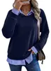 Otoño 2026 Nuevo Ropa de Mujer Europea y Americana de Amazon Manga Larga Moda Casual Cuello Solapa Sudadera de Dos Piezas Falsas Patchwork