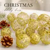 Nuevas decoraciones navideñas transfronterizas: bolas de Navidad huecas con purpurina dorada, adornos para árbol de Navidad, escaparates navideños