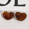 Zhen Tu Color Ámbar Degradado Semitransparente Lindos Pendientes de Corazón de Melocotón Pasador Parche de Resina Accesorios para Joyería DIY para Mujeres