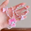 Conjunto de Colar e Pulseira Infantil, Pingente de Desenho Animado Fofo, Fio de Contas Roxas, Estilo Princesa, Acessórios de Joias para Meninas Pequenas Bebês