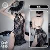 Gato de leite ganancioso Sexy Underwear Pijama Sexy Deep V Backless Lace Tentação Slip Skirt Terno de casa Antigo Cheongsam