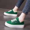 Zapatos de Lona de Suela Gruesa para Mujer Primavera y Otoño 2025 Nuevo Estilo Plataforma Slip-On Dos Usos Versátiles Casual Punta Redonda Zapatos Blancos a la Moda