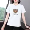 Camiseta de Verano Nueva para Mujer de Manga Corta, Juvenil y Versátil, Corte Holgado, Adelgazante, Tallas Grandes, Moderna, Top que Cubre el Vientre
