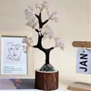 Árbol de Dinero de Cristal Decoración de Escritorio para Hogar Sala de Estar Oficina Adorno Creativo con Base de Madera Árbol de la Fortuna