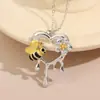 Collar Colgante de Abeja Flor Corazón de Moda Popular Transfronterizo Europeo y Americano Conjunto de Joyería Pendientes