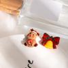 Pendientes de Diseño Divertido de Reno de Santa Claus Europeos y Americanos con Pasador de Plata, Pendientes de Campana de Navidad de Dibujos Animados de Cerámica Suave para Mujer