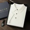 Suéter de Caxemira Masculino Manga Curta Gola Polo Pura Caxemira Outono e Inverno Novo 68 Fio Penteado Malha Fina Manga Curta