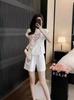 Nuevo Traje de Verano de Estilo Chino para Mujer 2025 Nuevo Casual Holgado Celebridad de Internet Calle Pantalones Cortos de Manga Corta Conjunto de Dos Piezas Moderno