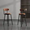 Banqueta Moderna Minimalista de Barra de Ferro, Banqueta Alta, Banqueta de Barra Nórdica para Uso Doméstico com Encosto, Cadeira de Barra de Luxo Leve Preta