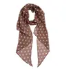 Pañuelo de Seda Retro Francés Marrón de Lunares para Mujer, Corbata de Cuello, Bufanda Fina Rayada Larga de Otoño, Chal, Accesorio para el Cuello, Accesorio para Pantalones, Cinturón