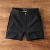 Calça Bermuda de Linho e Algodão Respirável Fina de Verão Masculina Tendência Versátil Slim Fit Casual Americano Reta Bermuda de 3 Pontos