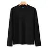 Camiseta de manga larga para hombre, nueva de otoño e invierno, de cuello medio alto, forro polar cepillado de doble cara, una cálida capa interior para usar en capas