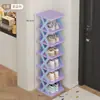 Zapatero duradero para almacenamiento en la entrada, estante de zapatos resistente de múltiples capas, de color arcoíris, pequeño y estrecho, adecuado para dormitorios, diseño atractivo