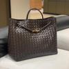 Moda Europea y Americana 2024 Nueva Bolsa Tejida Gran Capacidad Combinable Bolso Tote de Cuero Romboidal Bolso de Mano Casual para Hombro