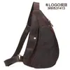Bolsa de peito em couro genuíno, expansível, moderna, transfronteiriça, vintage, de grande capacidade, mochila unissex para ciclismo, bolsa de ombro em couro bovino de camada superior