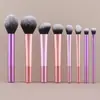 Corretivo e Pó Solto de Longa Duração, Conjunto de 7 Pincéis de Maquiagem Coloridos, Inclui 12 Pincéis para Blush e Sombras, Modelo Transfronteiriço Temu